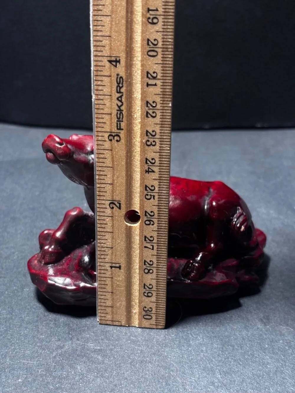 Chinese Zodiac Red Resin Water Buffalo Figurine Decorative Sculpture Chinoiserie